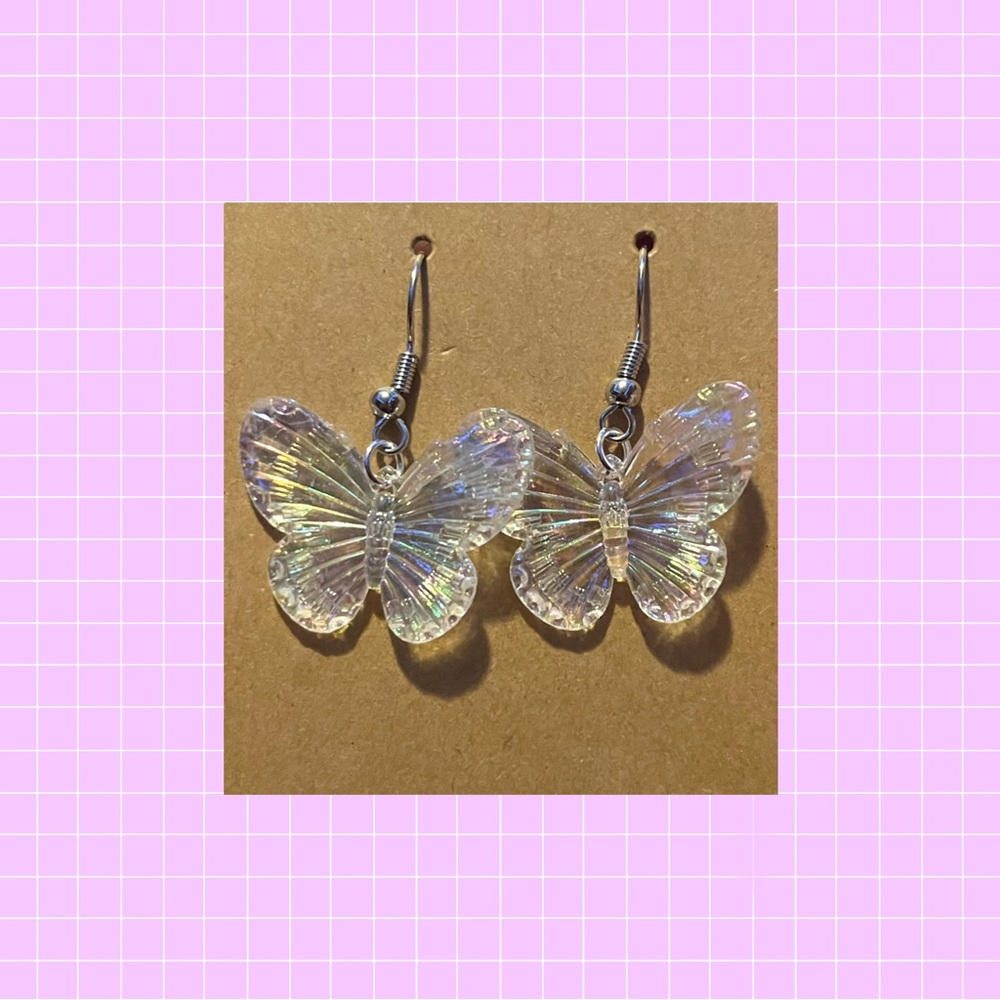 Iridescent butterfly earrings